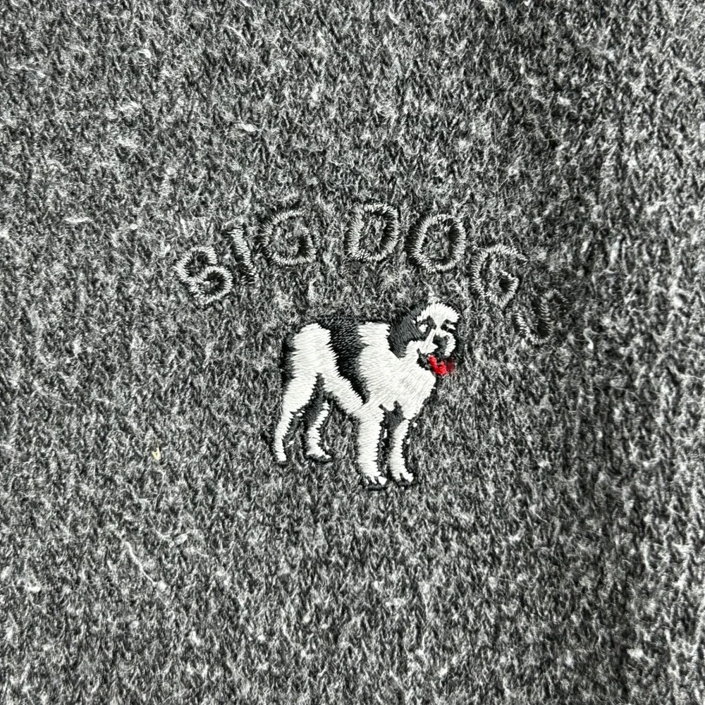 VTG Big Dogs Mens L Over‎ Charcoal Heather 1/4 Zip Pullover Sweatshirt Dog Logo